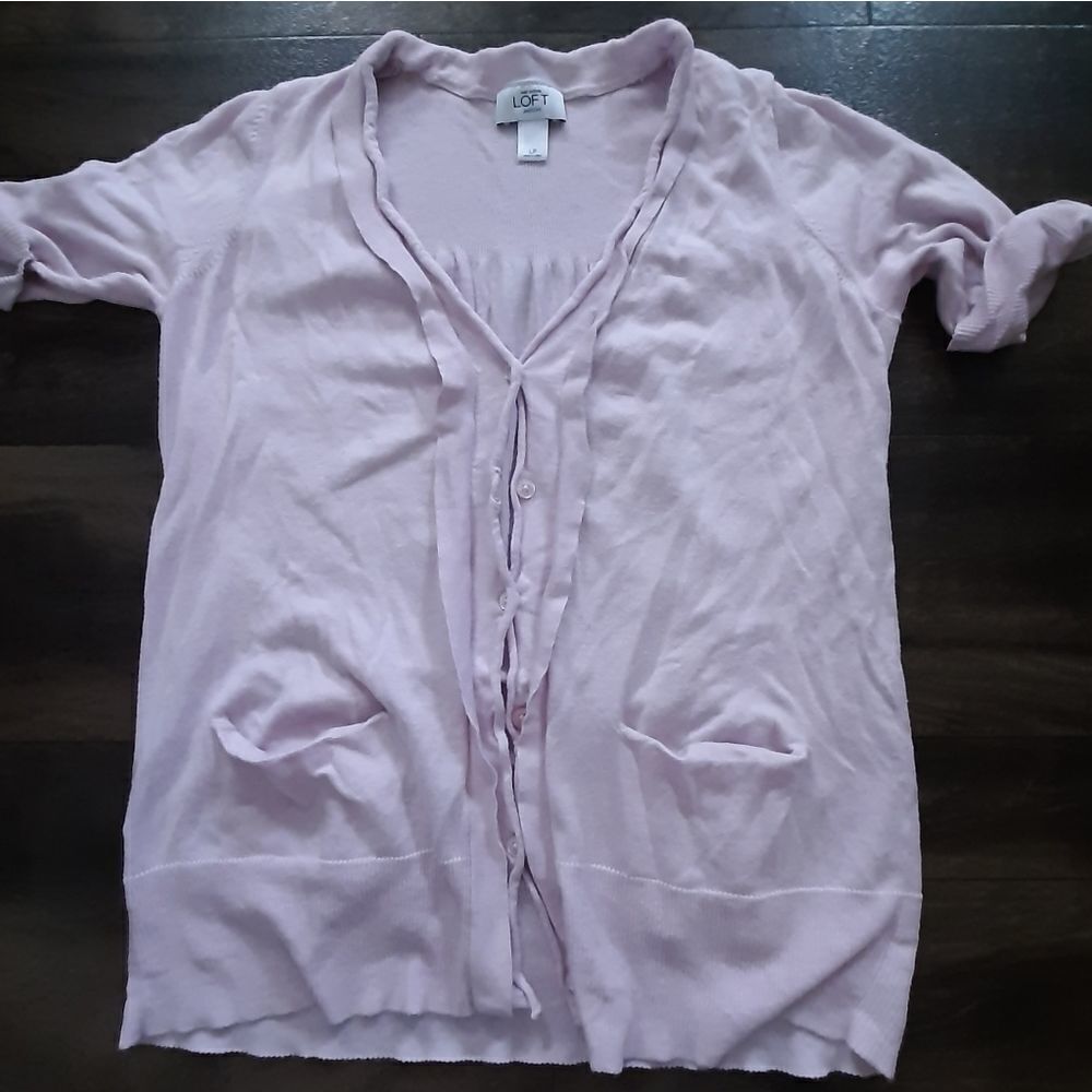 Ann Taylor loft 3/4 sleeve pink sz LP cardigan